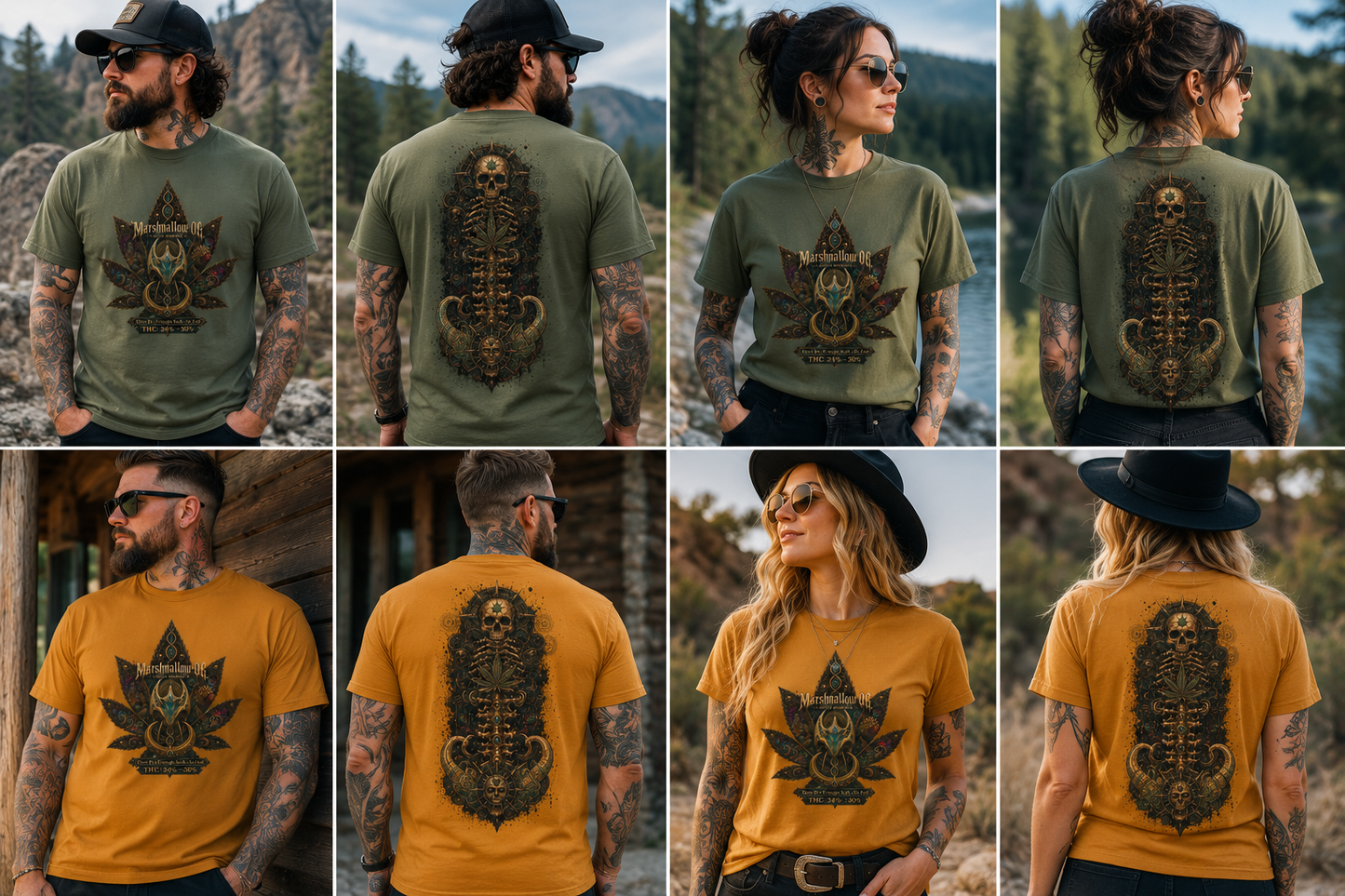Marshmallow OG/Spinal Cannabis Skull T-shirt