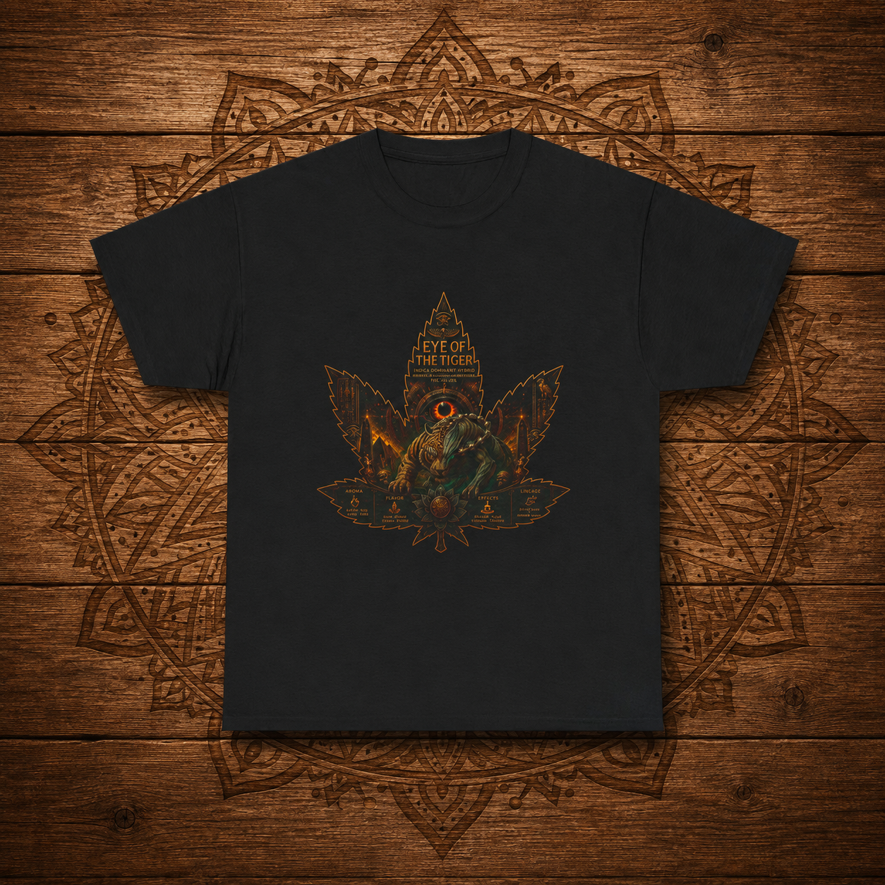 Vintage Cannabis Leaf Skull Tee | Ornate Gothic Illustration, Back Sigil Print