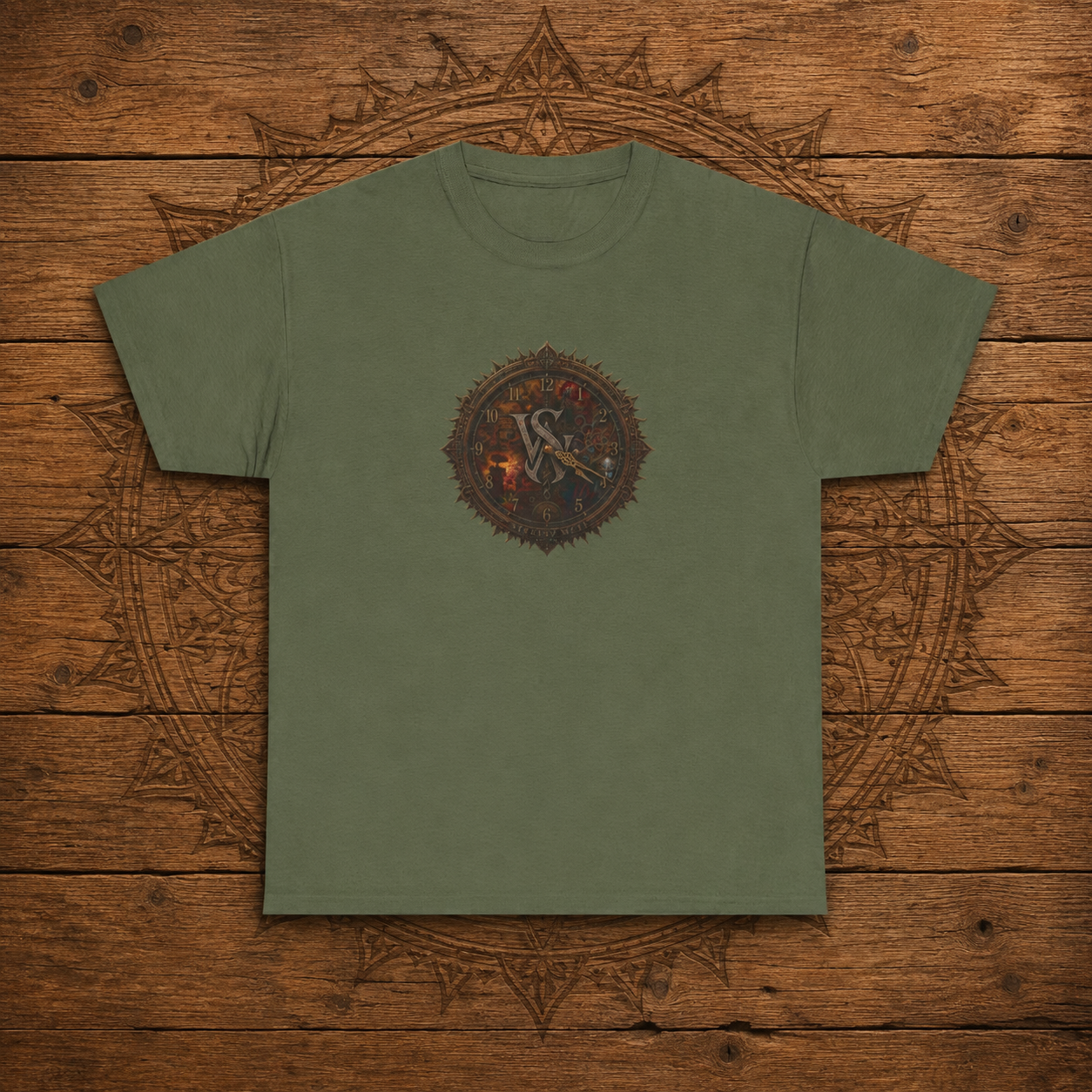 Strainz Wear Sun Clock-Skull Spine Emblem T-Shirt | Gothic Anatomy Backprint
