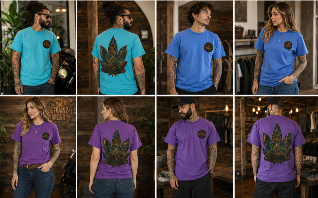Shangri-la Leaf Graphic T-Shirt | Decorative Marijuana Leaf Back Print