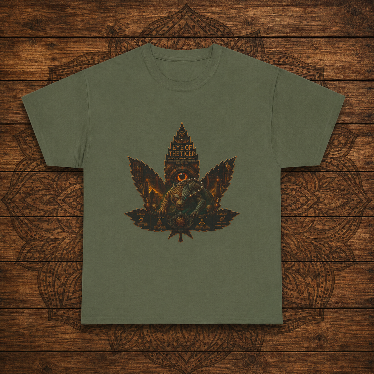 Vintage Cannabis Leaf Skull Tee | Ornate Gothic Illustration, Back Sigil Print