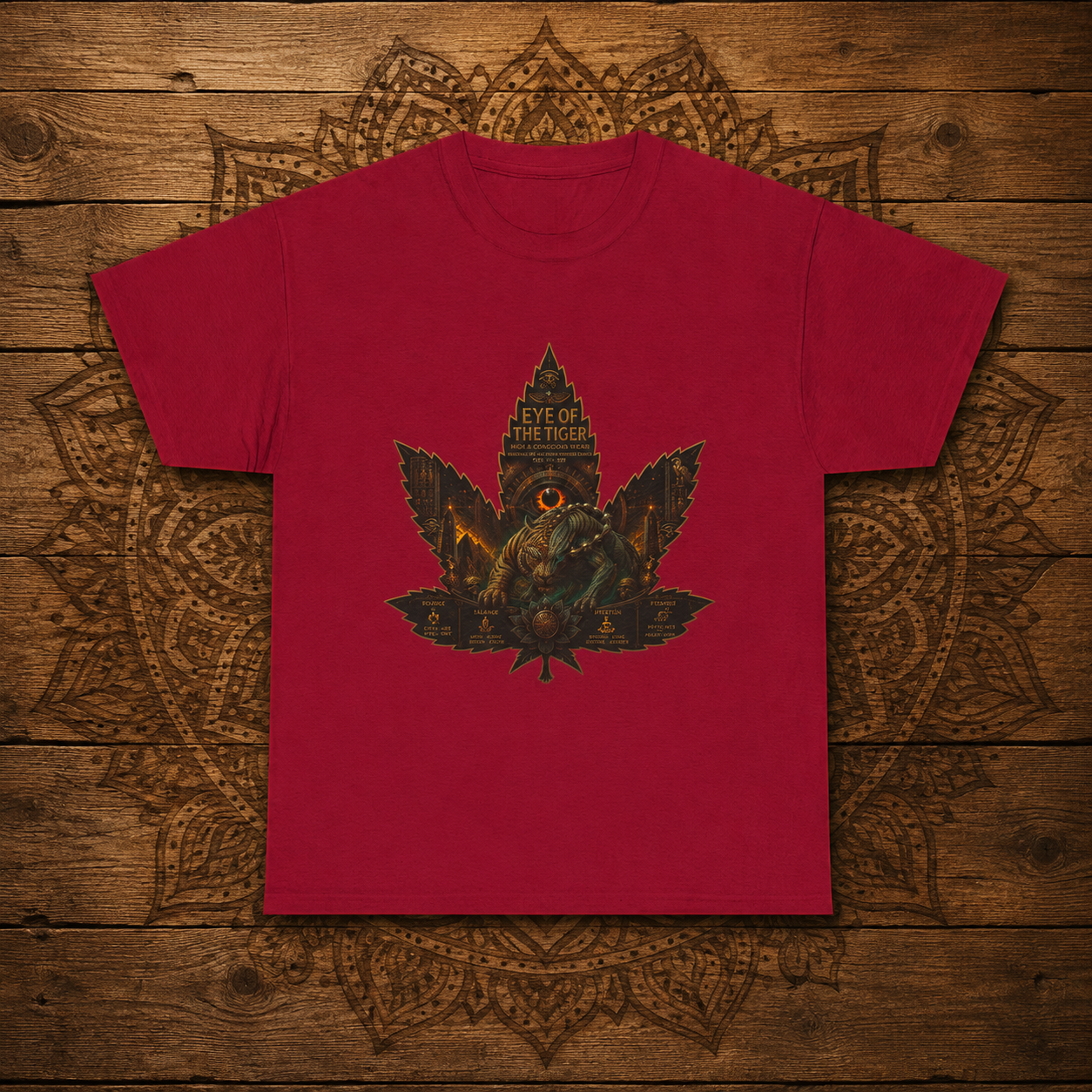 Vintage Cannabis Leaf Skull Tee | Ornate Gothic Illustration, Back Sigil Print
