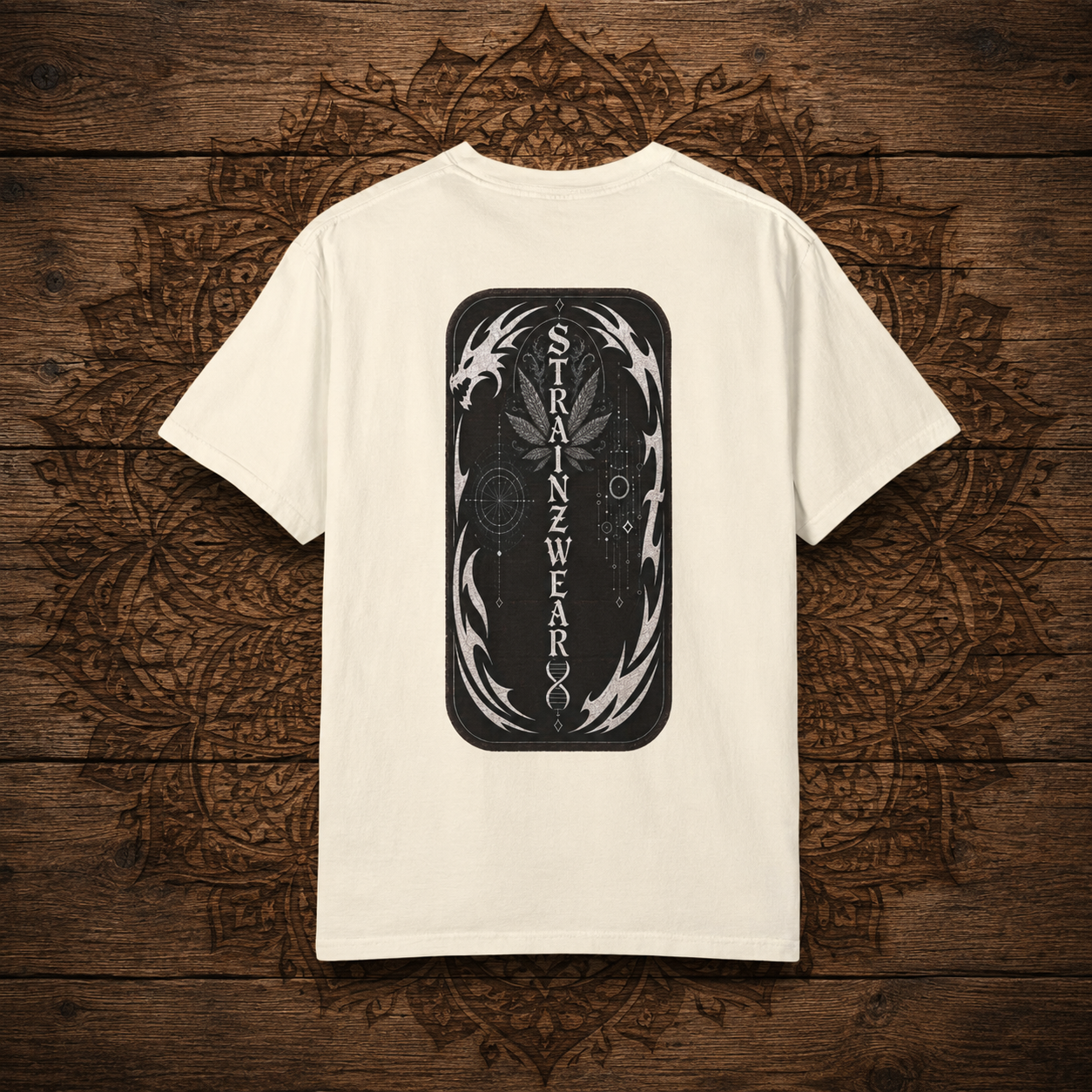 Gorilla Glue #4 Leaf Graphic T-shirt | Psychedelic Gorilla Illustration, Strainzwear Back Print