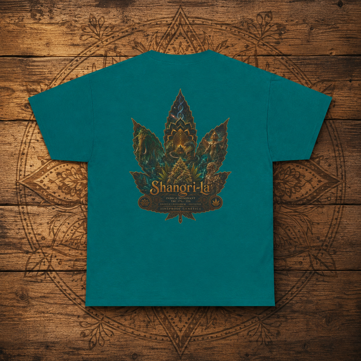 Ornate Lotus Leaf T-Shirt | Boho Mandala Cannabis Leaf Graphic