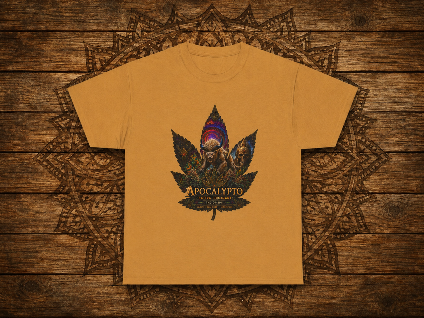 Apocalypto Skull Leaf T-Shirt | Tribal Skull Cannabis Leaf Tee