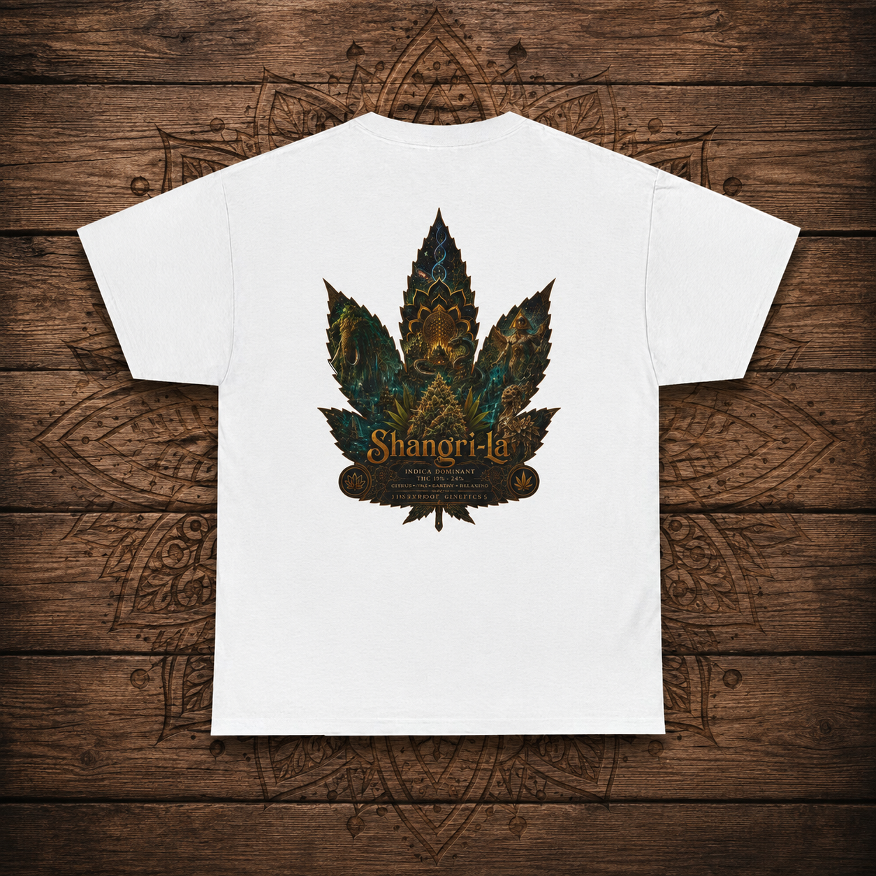 Ornate Lotus Leaf T-Shirt | Boho Mandala Cannabis Leaf Graphic