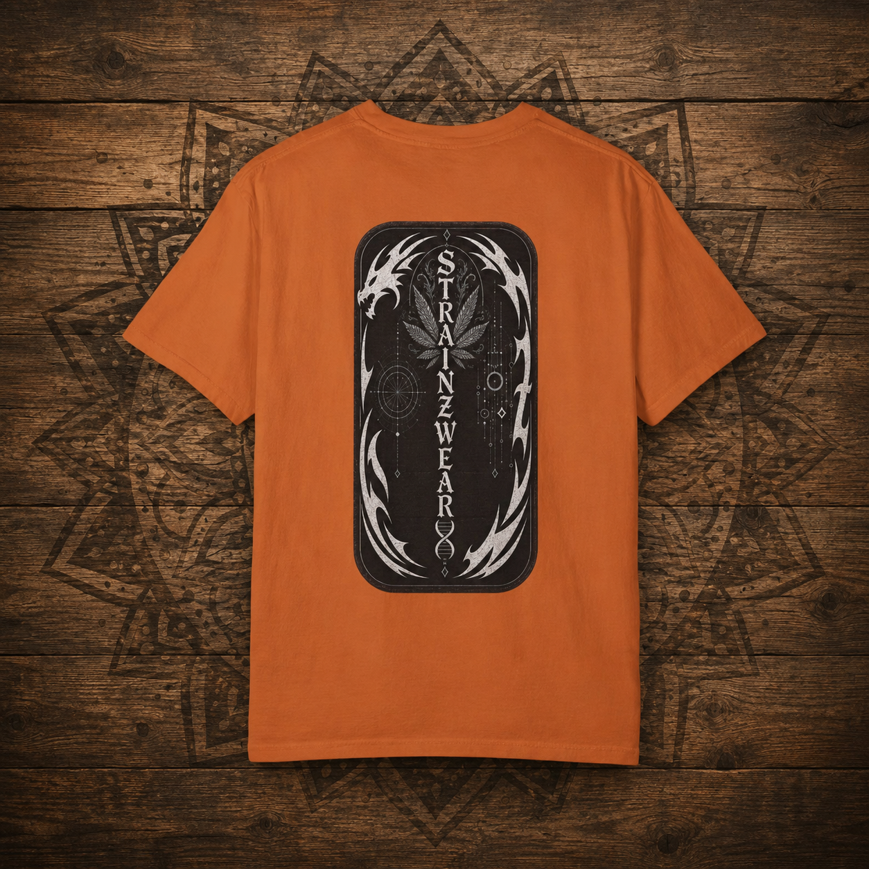 Gorilla Glue #4 Leaf Graphic T-shirt | Psychedelic Gorilla Illustration, Strainzwear Back Print