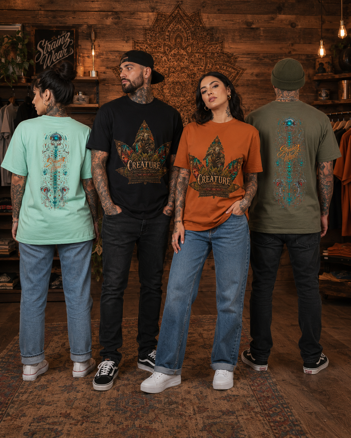 Creature Leaf Graphic Tee | Botanical Skull Art