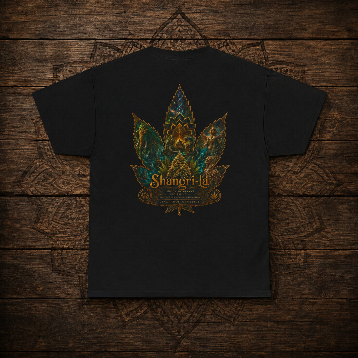 Ornate Lotus Leaf T-Shirt | Boho Mandala Cannabis Leaf Graphic