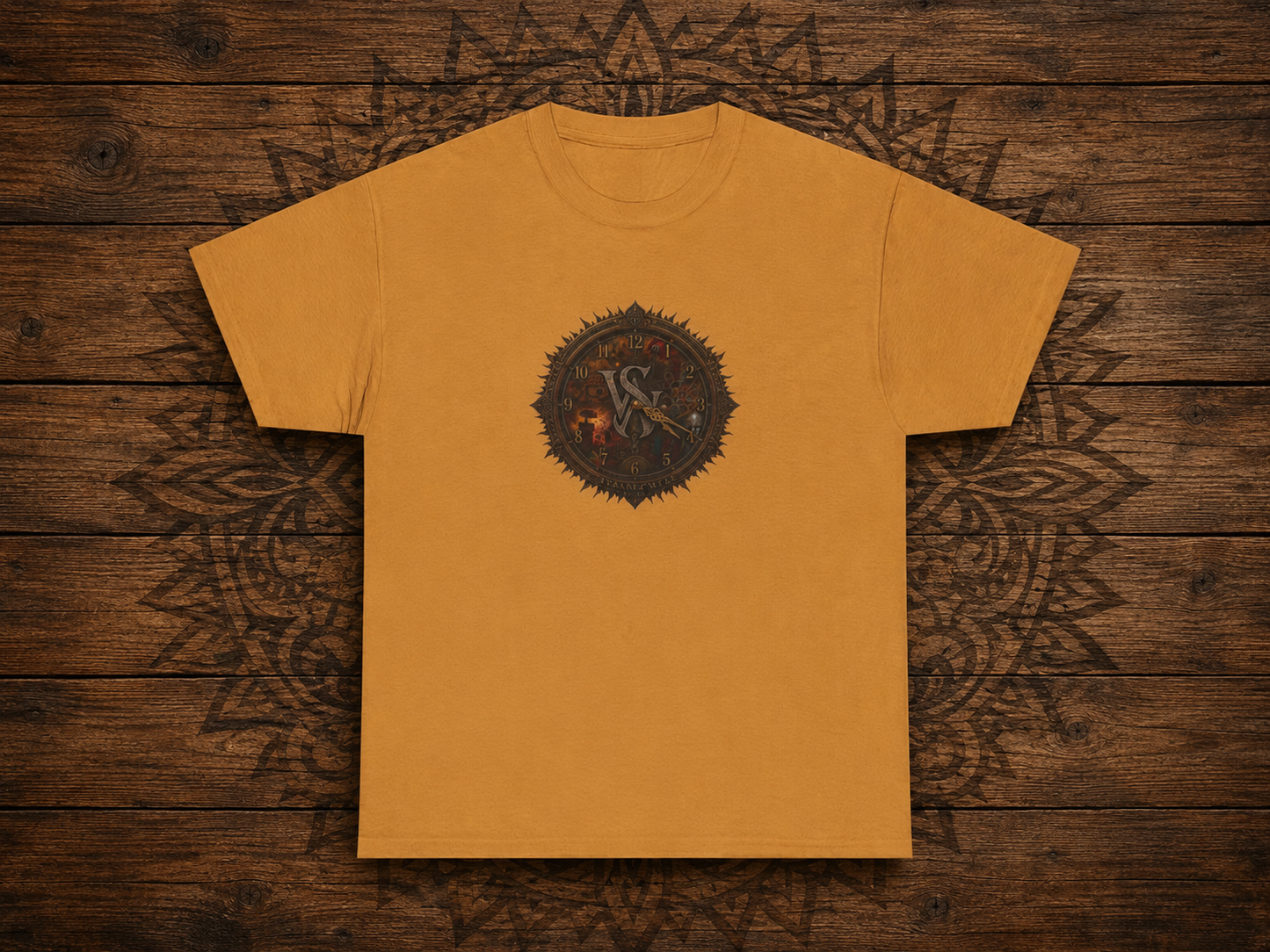 Strainz Wear Sun Clock-Skull Spine Emblem T-Shirt | Gothic Anatomy Backprint