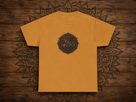 Strainz Wear Sun Clock-Skull Spine Emblem T-Shirt | Gothic Anatomy Backprint